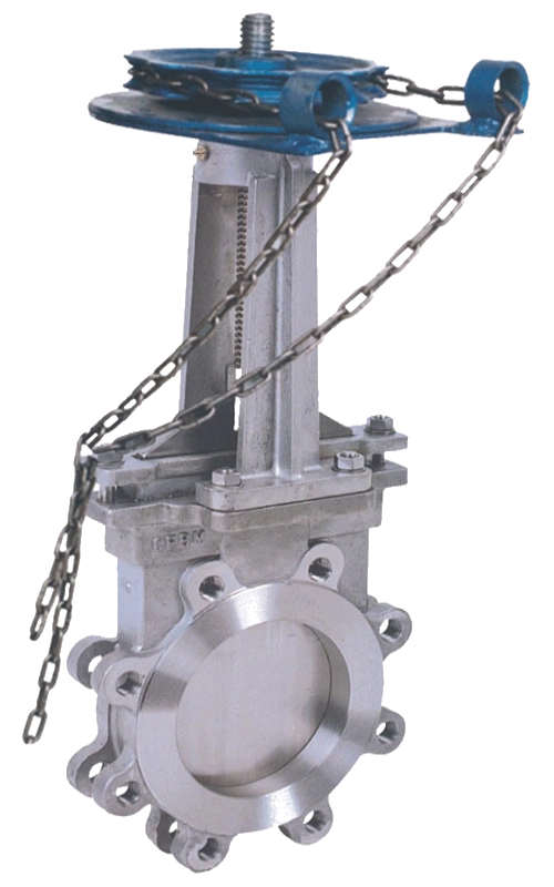 Sprocket Wafer Knife Gate Valves i rustfrit stål